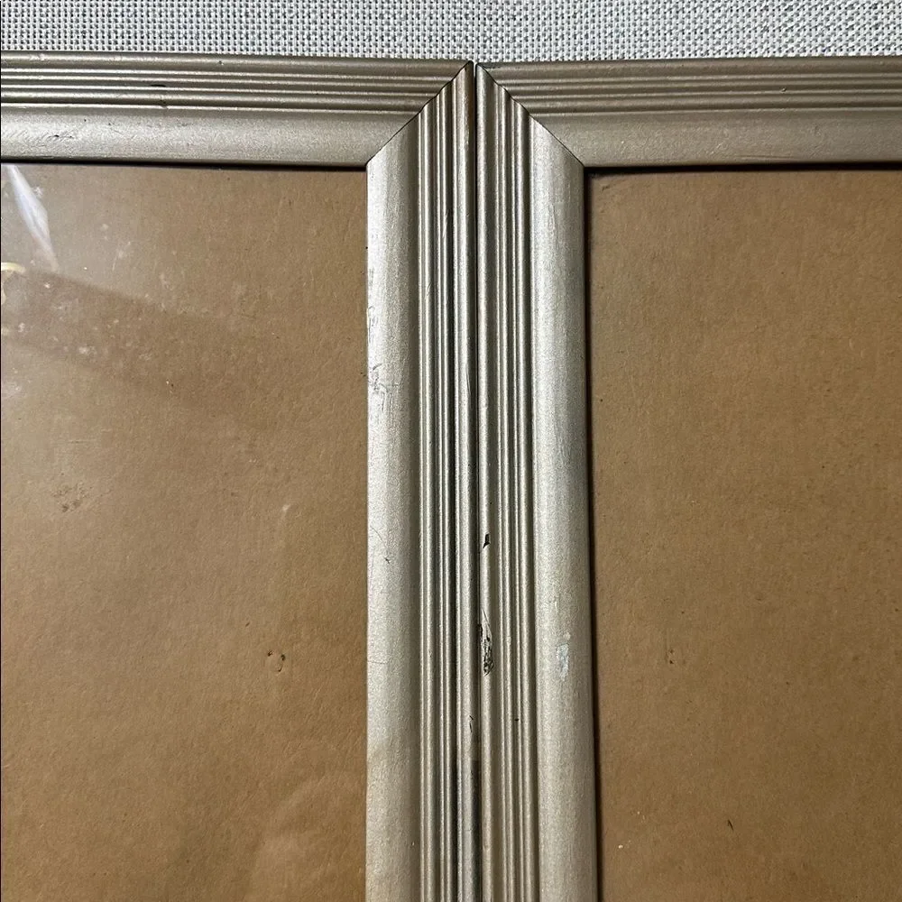 pinnacle Two Picture Art Frames shimmery Gold Distressed Glass Top  16.5 x 13.5”